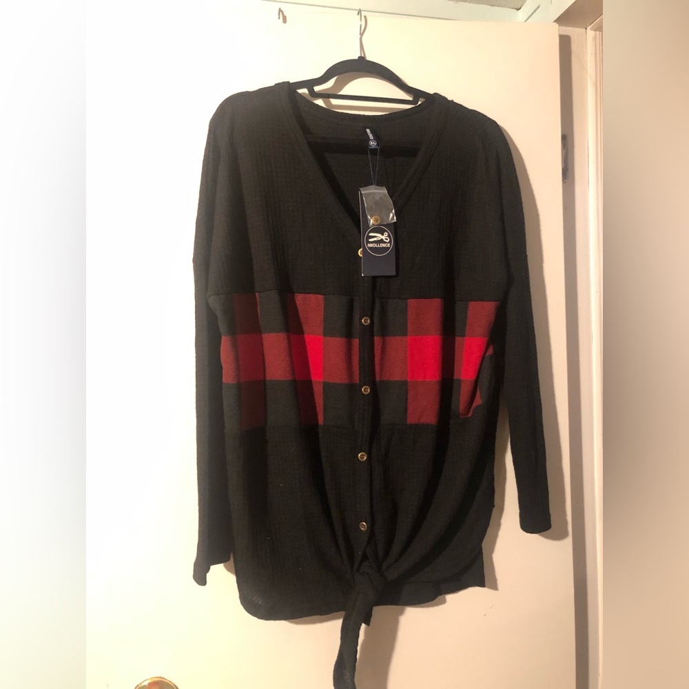 IWOLLENCE Ladies waffle knit top